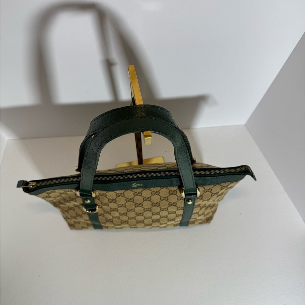 Gucci Brown and Green GG Monogram Tote - Picture 5 of 16